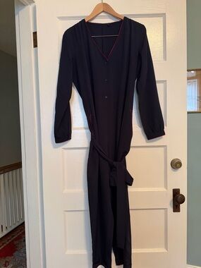 Hatch Emmanuelle Navy Jumpsuit with Red Trim